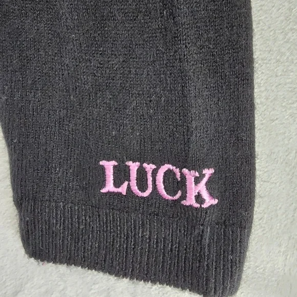 Lucky 13 Girls XL Cardigan Black Pink Cat Bad Luck Kitten Klub Sweater - Picture 4 of 12